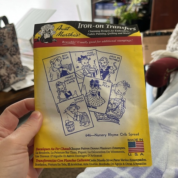 New, Set of 6, Cross Stitch, Embroidery, Iron On, Patterns, Yellow, White - Picture 6 of 7